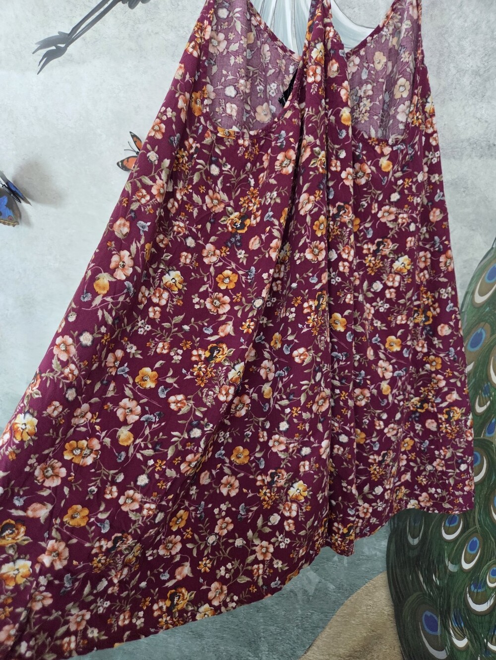 Forever21 Floral Burgundy Sleeveless Summer Dress